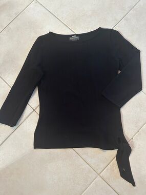 Banana Republic Ladies Black 3/4 Sleeve Tie Waist Top-Small